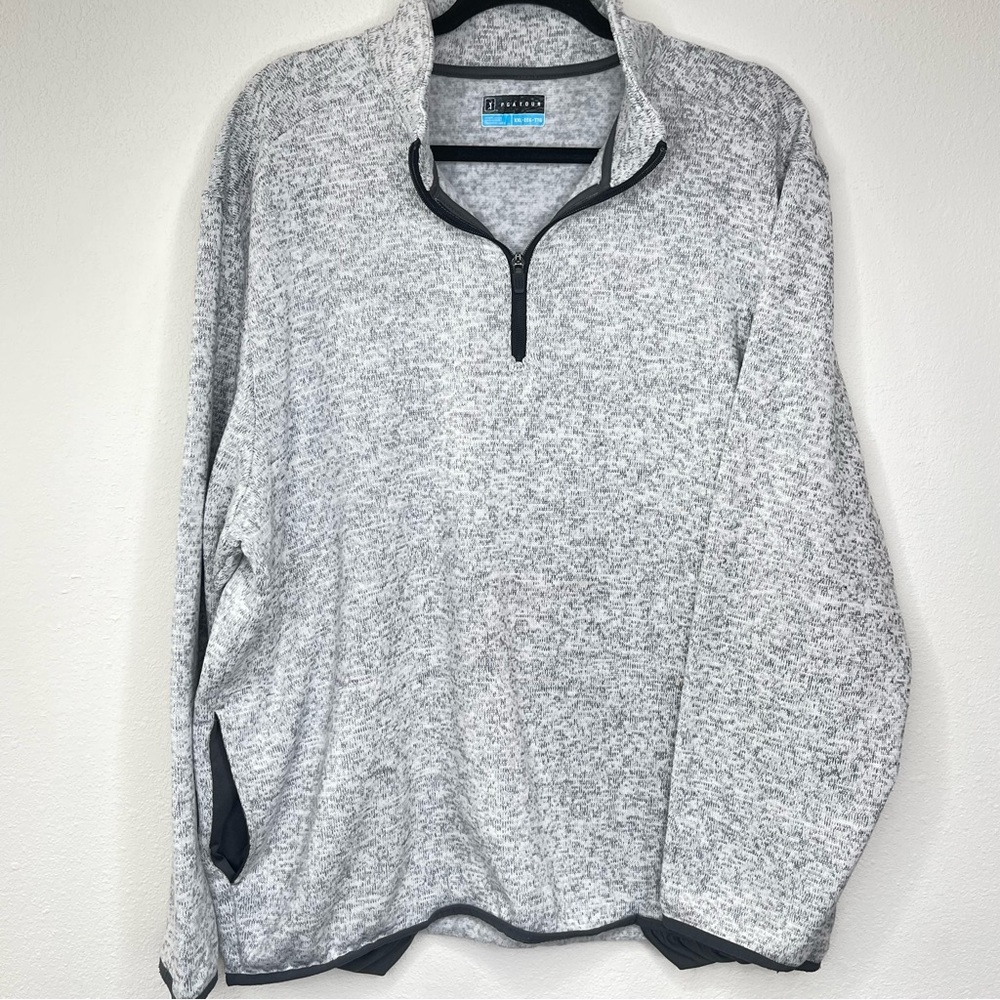 PGA Tour golf 1/4 zip long sleeve pullover sweater Mens XXL Heathered Gray‎